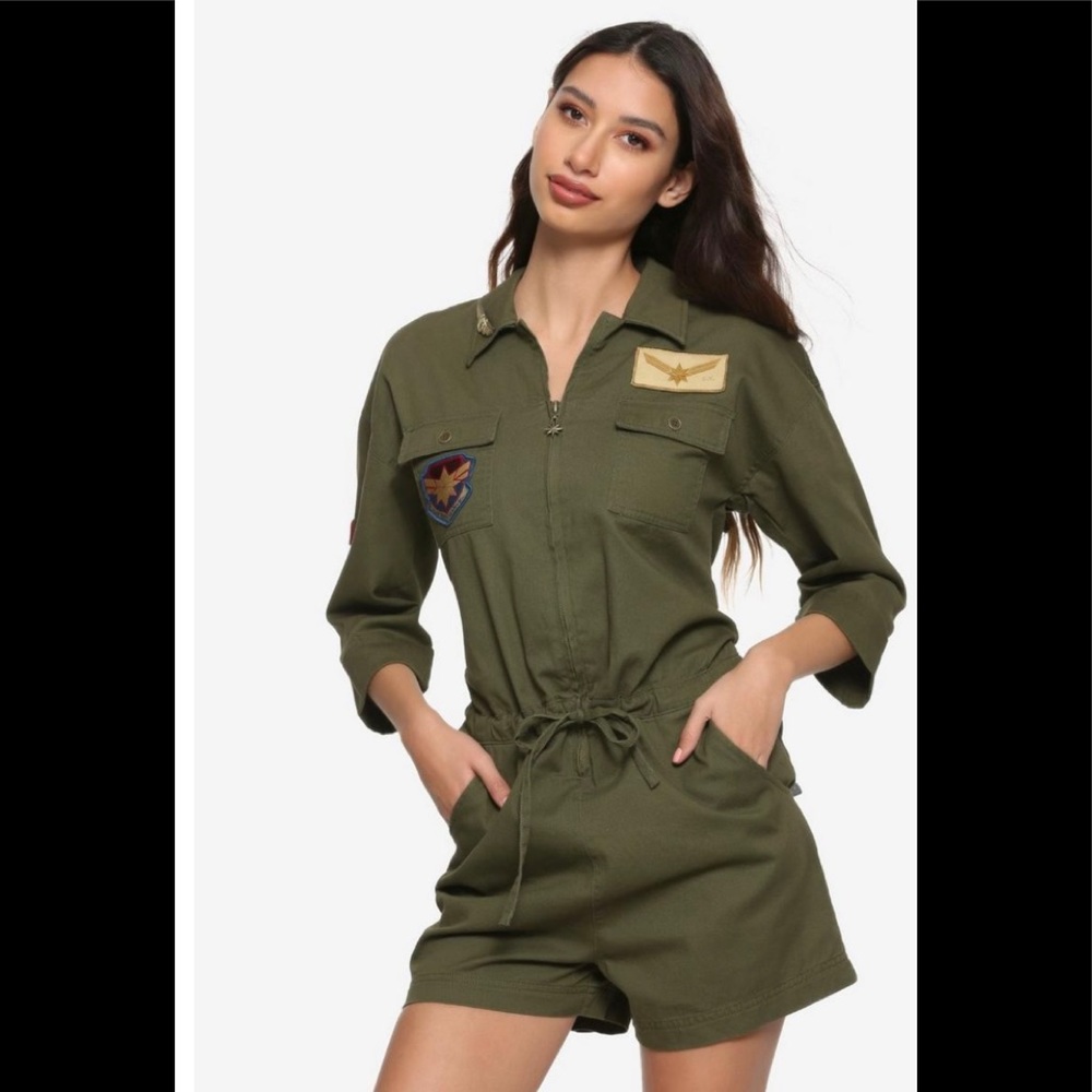 Hot Topic Her Universe Marvel Captain Marvel Cargo Romper. Size Medium